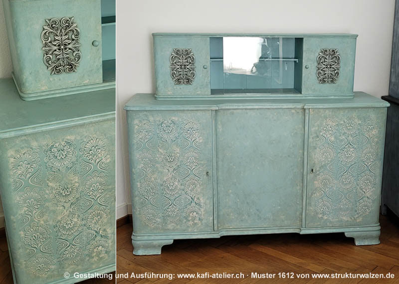 Painting the past Farben; Bauchiges Buffet, gewaxt mit Carbon Antiquewax